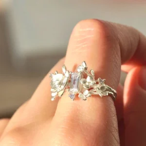 Orchid Inspired Unique Gemstone Ring in S925 Sterling Silver 02