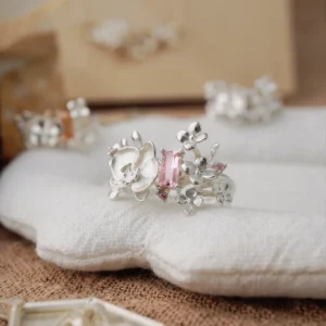 Orchid Inspired Unique Gemstone Ring in S925 Sterling Silver 08
