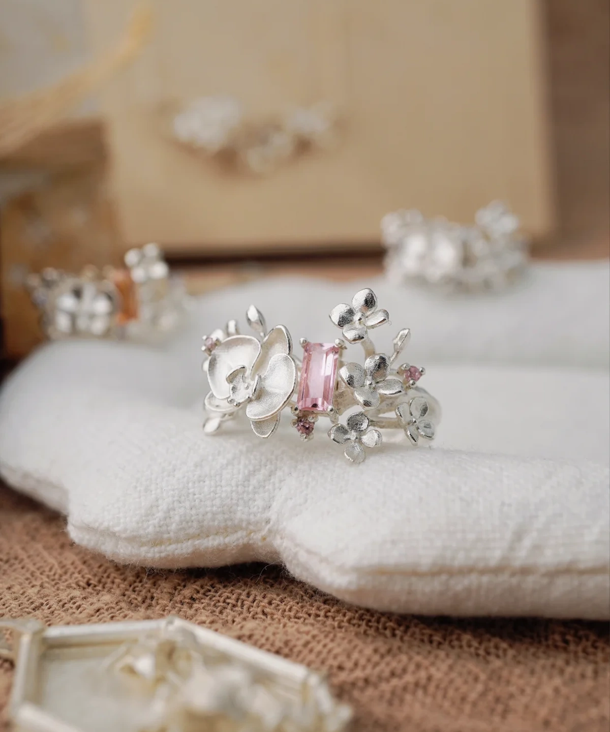 Orchid Inspired Unique Gemstone Ring in S925 Sterling Silver 08