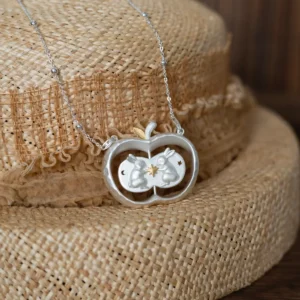 Rabbits Apple Necklace Rotating Pendant 07