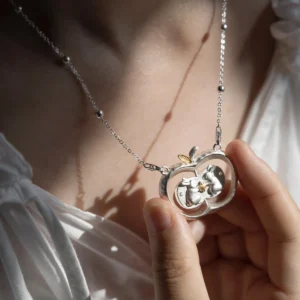 Rabbits Apple Necklace Rotating Pendant 08