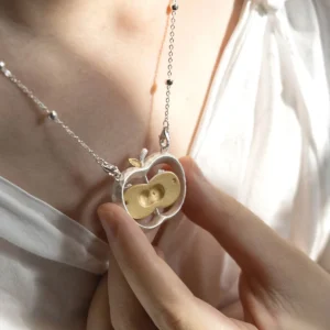 Rabbits Apple Necklace Rotating Pendant 09