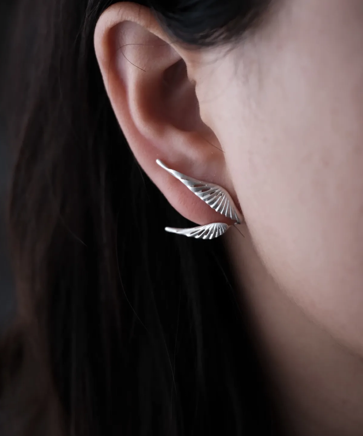 S925 Sterling Silver Dual Wing Earrings 06