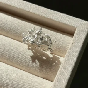 sterling silver lily of the valley ring in display box, sculptural floral silver ring