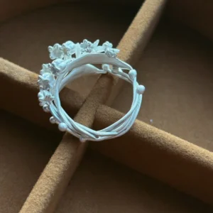 Lily of the Valley Ring – Interior Band View sterling silver lily of the valley ring inside view showing band construction, handmade ring