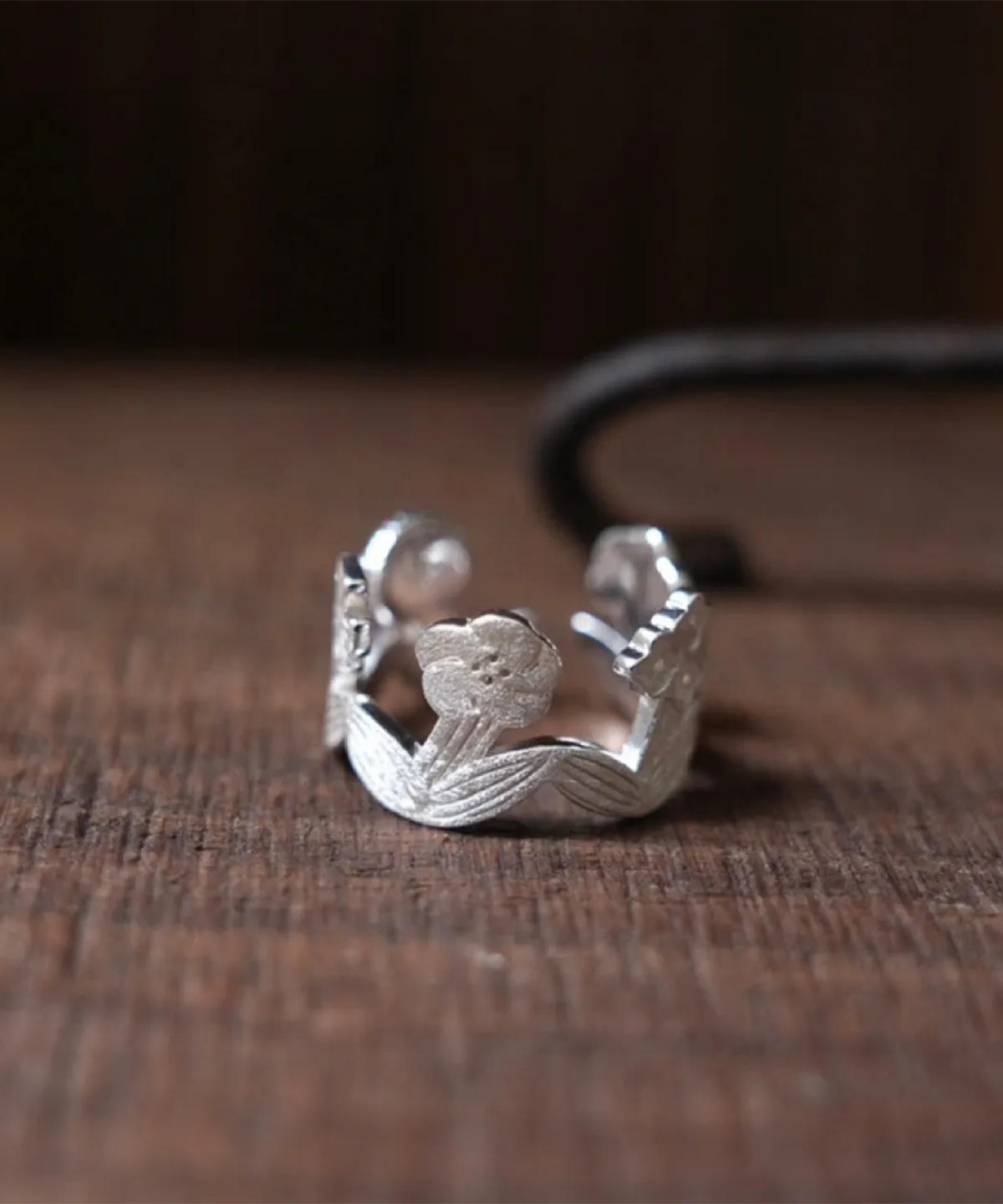 Morning Dew Flower Ring | Adjustable Silver Flower Ring | Lazesoul