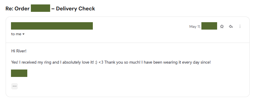 Reviews 8 Strawberry Ring Customer Email DM