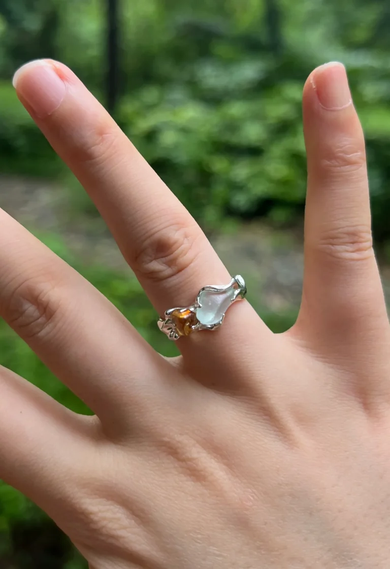 Reviews 1 Wearing an Aquamarine and Citrine Ring
