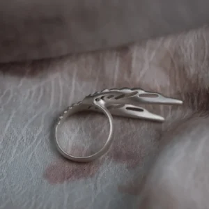 Open band and raised wings on an S925 sterling silver ring