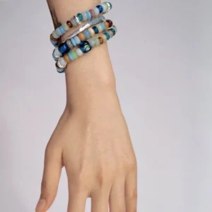 Amazonite necklace wrapped twice around the wrist