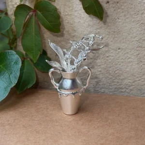 Lily of the valley silver flowers in a miniature 990 silver vase